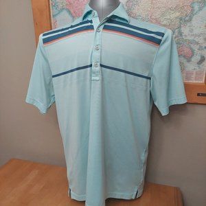 GREG NORMAN light blue short sleeve golf polo shirt with stripes men's large